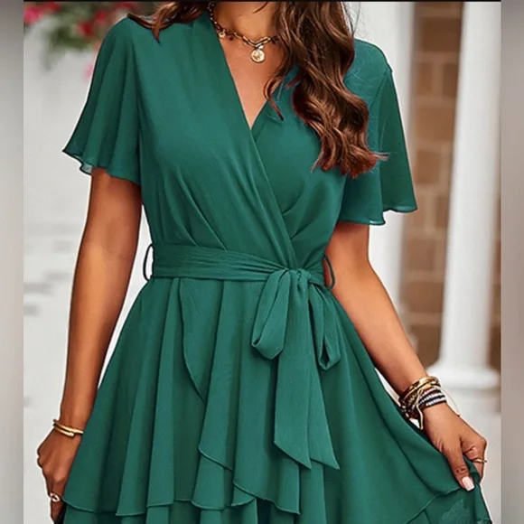 green emerald velvet dress Joseph Ribkoff Kelly Green Butterfly Sleeve Sheath Dress Style 233094 main image 0